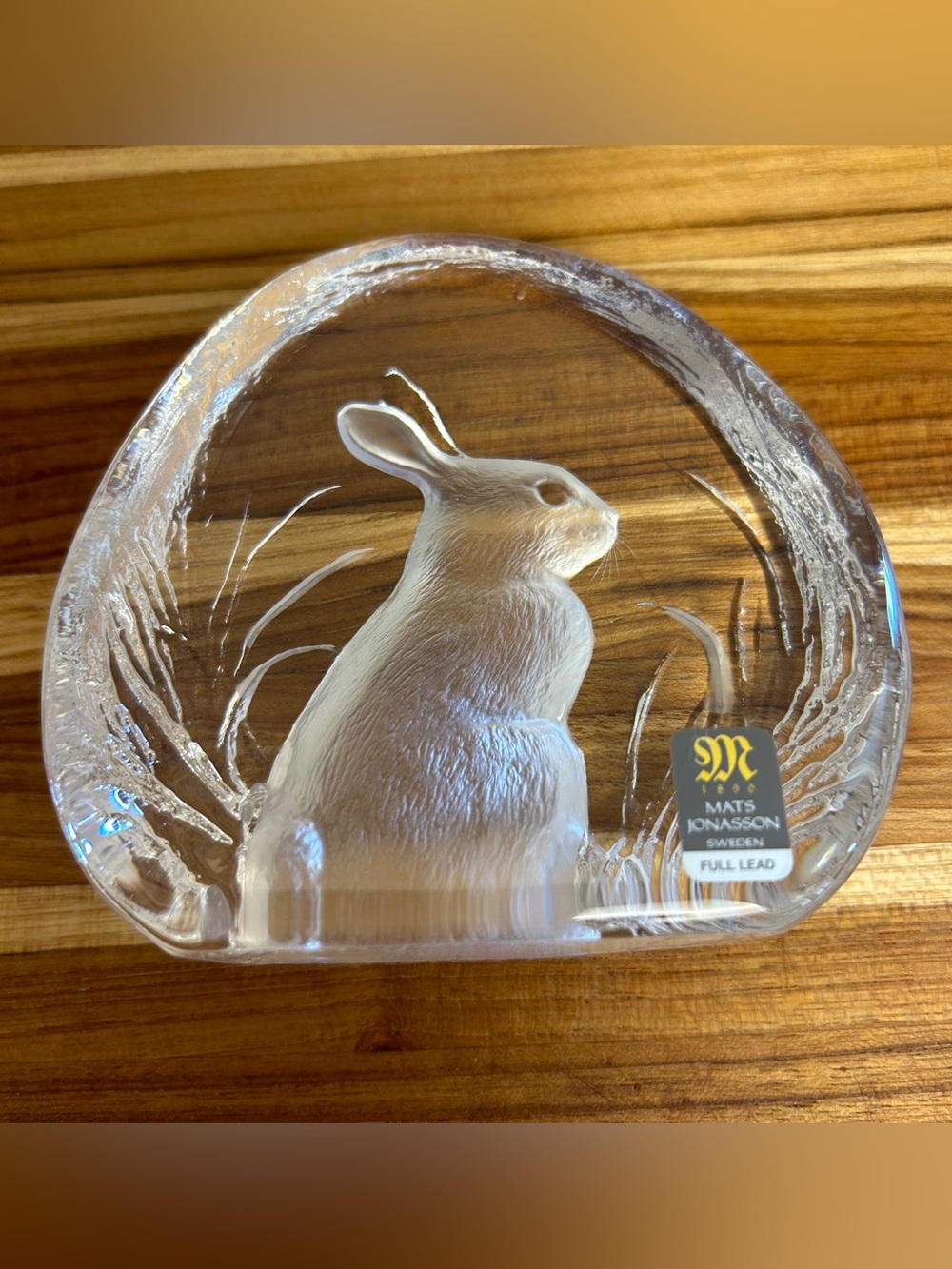 Mats Jonasson Swedish Signed Crystal Paperweight